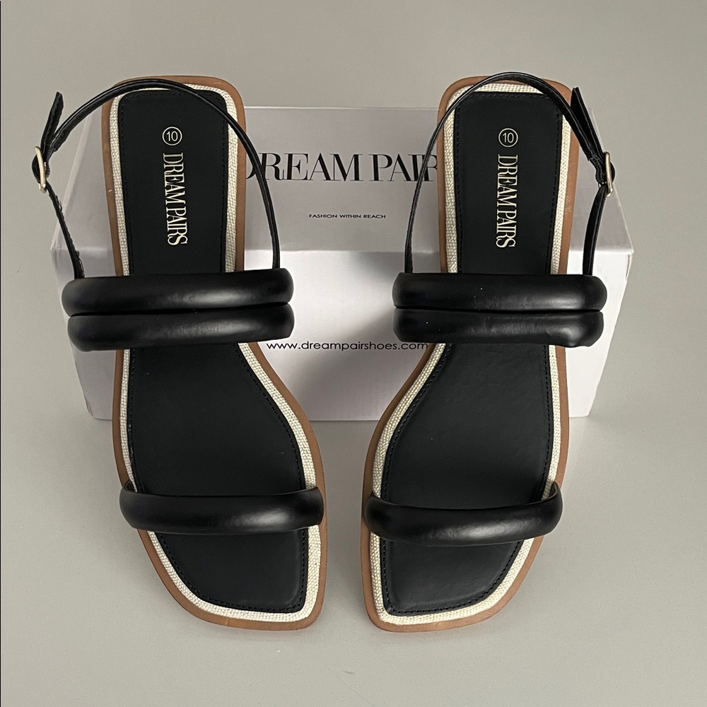 DREAM Pairs Black Strappy Sandals Open Toe Women's Size 10 NEW